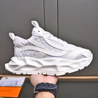Louis Vuitton Run Away Monogram Mesh White Lavender Chunky Sneakers