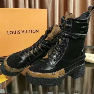 Louis Vuitton Run Away Monogram-Trimmed Platform Ankle Boots