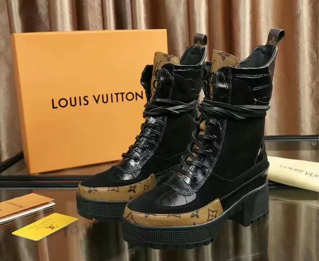 Louis Vuitton Run Away Monogram-Trimmed Platform Ankle Boots 2