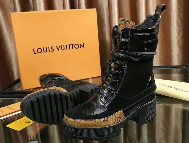 Louis Vuitton Run Away Monogram-Trimmed Platform Ankle Boots 4