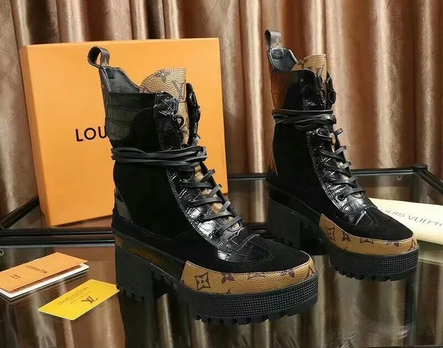Louis Vuitton Run Away Monogram-Trimmed Platform Ankle Boots 5