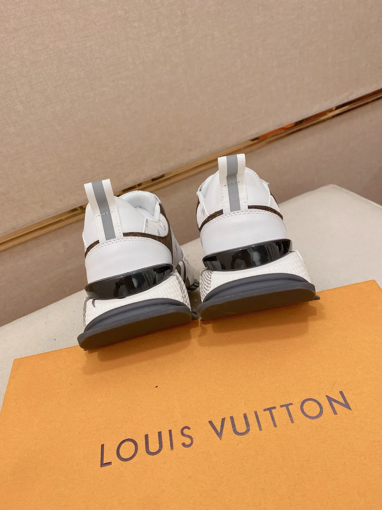 Louis Vuitton Run Away Monogram White Brown Gray Chunky Sneakers 3