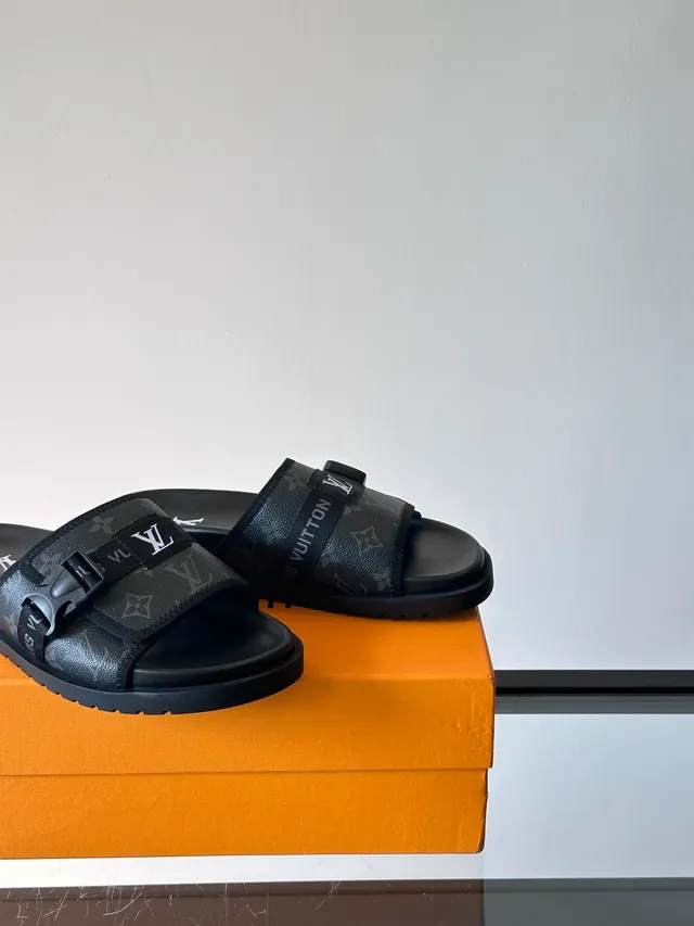 Louis Vuitton Run Away Slide Black Monogram Canvas Slippers 3