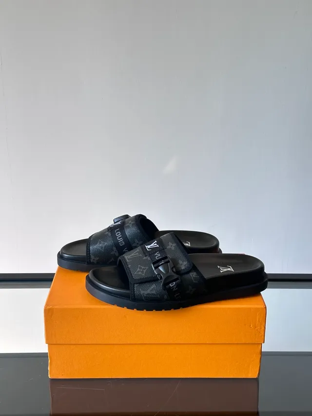 Louis Vuitton Run Away Slide Black Monogram Canvas Slippers 4