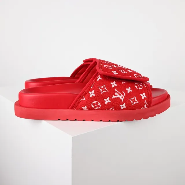 Louis Vuitton Run Away Slide Red Monogram Slippers 3