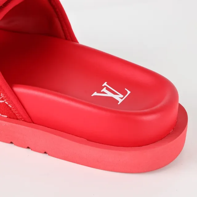 Louis Vuitton Run Away Slide Red Monogram Slippers 4