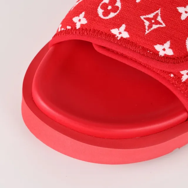 Louis Vuitton Run Away Slide Red Monogram Slippers 5