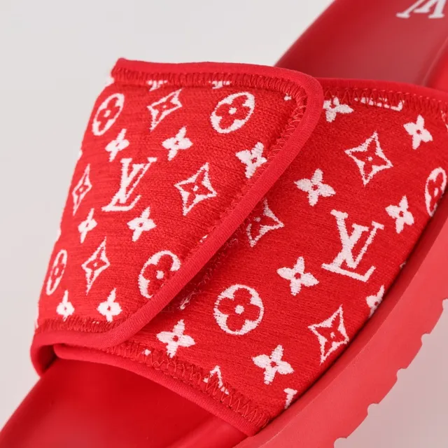 Louis Vuitton Run Away Slide Red Monogram Slippers 6