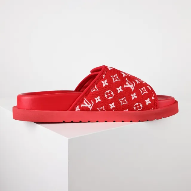 Louis Vuitton Run Away Slide Red Monogram Slippers 7