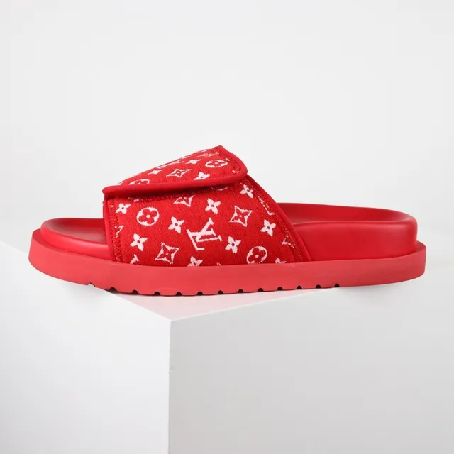 Louis Vuitton Run Away Slide Red Monogram Slippers 9