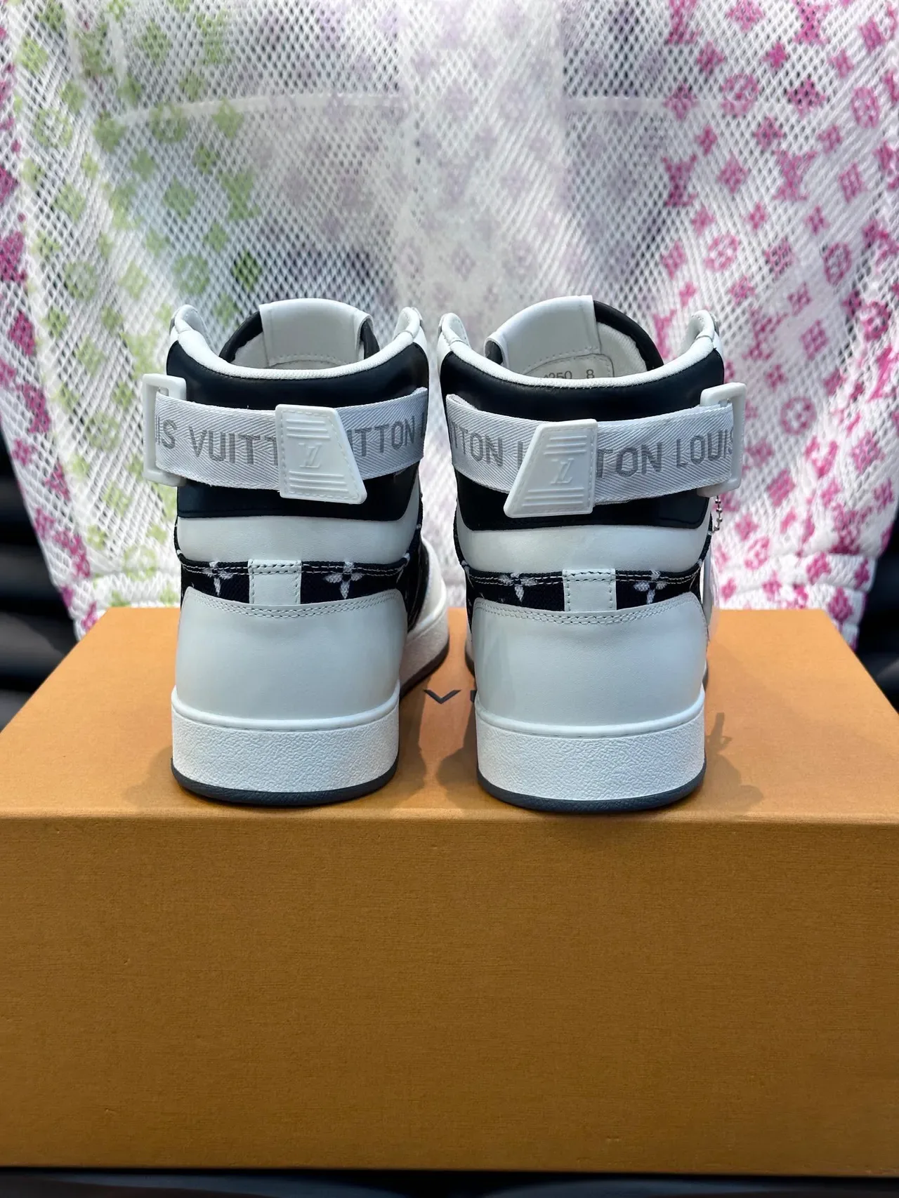 Louis Vuitton Run Away White and Black Monogram High-Top Lifestyle Sneakers 3