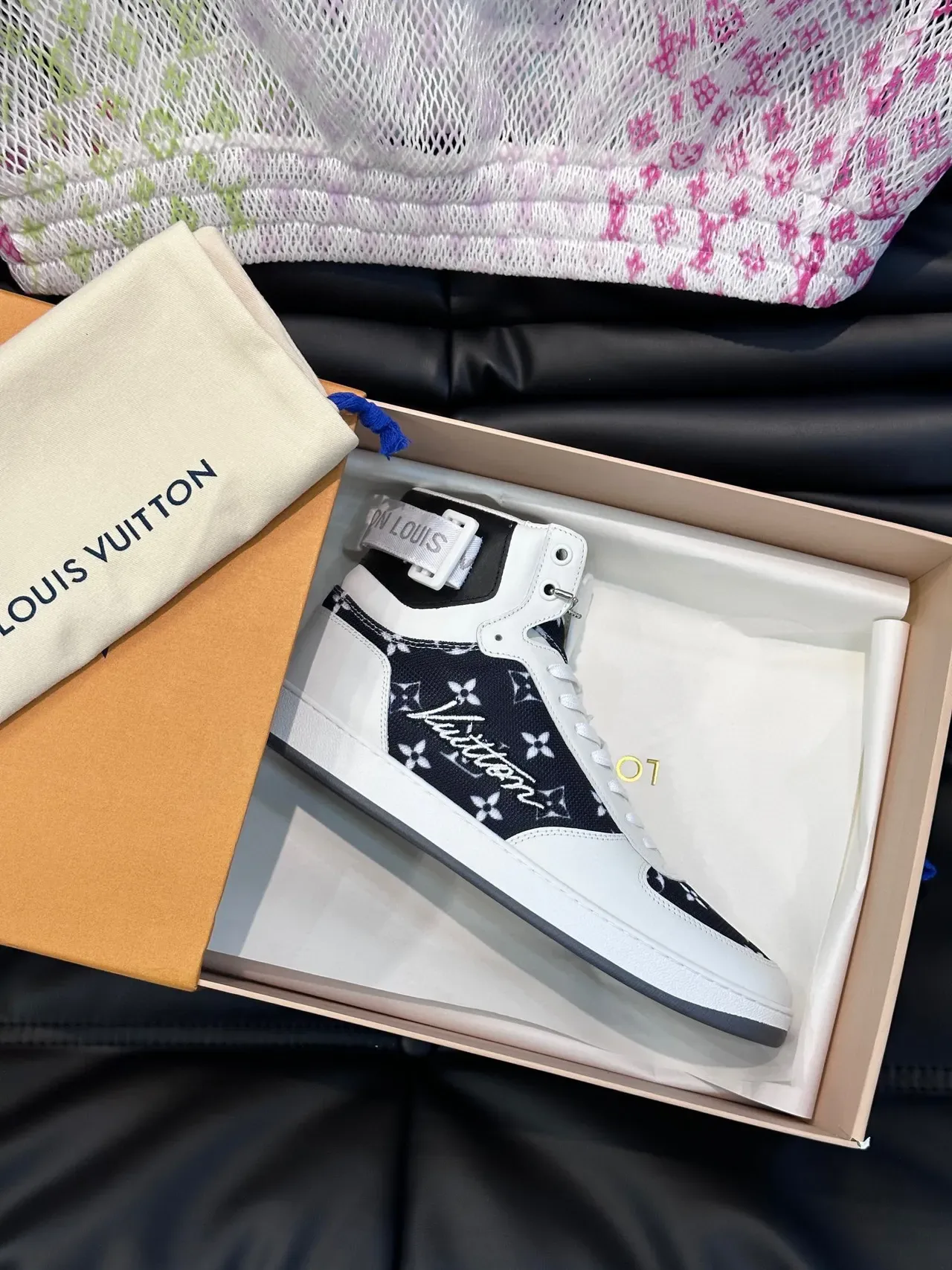 Louis Vuitton Run Away White and Black Monogram High-Top Lifestyle Sneakers 6
