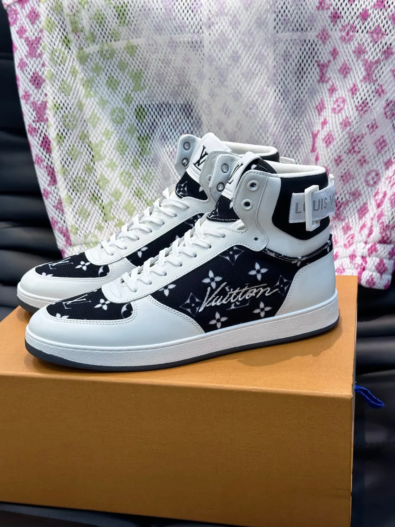 Louis Vuitton Run Away White and Black Monogram High-Top Lifestyle Sneakers 7