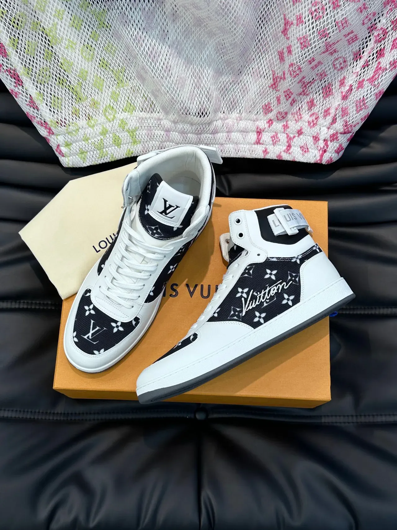 Louis Vuitton Run Away White and Black Monogram High-Top Lifestyle Sneakers 9