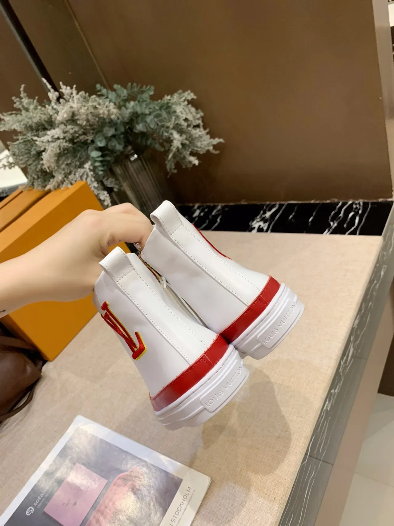 Louis Vuitton Run Away White and Red High-Top Lifestyle Sneakers 3