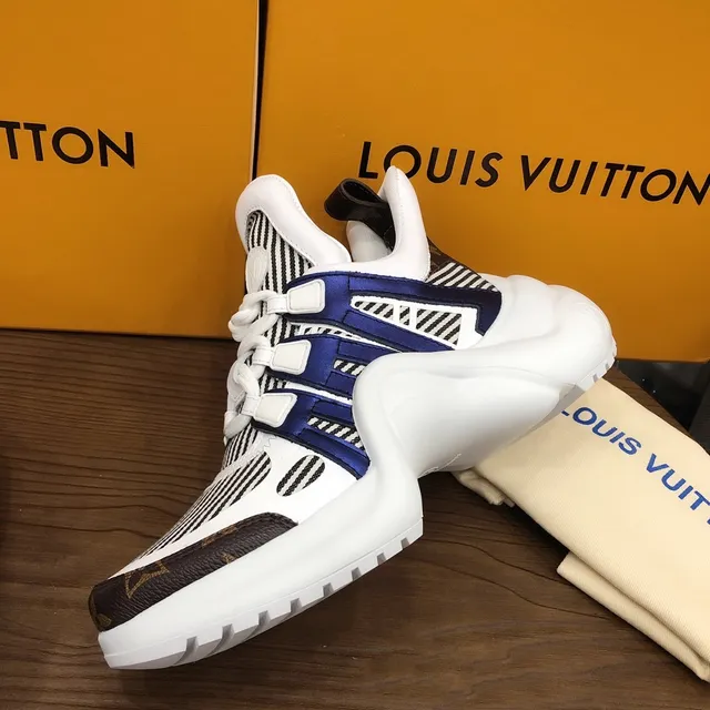 Louis Vuitton Run Away White Navy Striped Chunky Sneakers 3