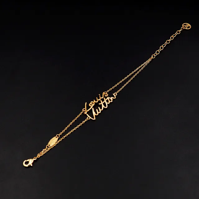 Louis Vuitton Script Bracelet Gold-Tone Chain Bracelet 4