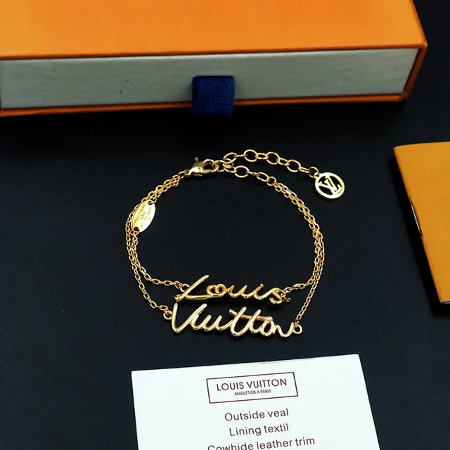 Louis Vuitton Script Bracelet Gold-Tone Chain Bracelet 5