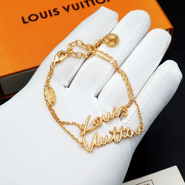 Louis Vuitton Script Bracelet Gold-Tone Chain Bracelet 6