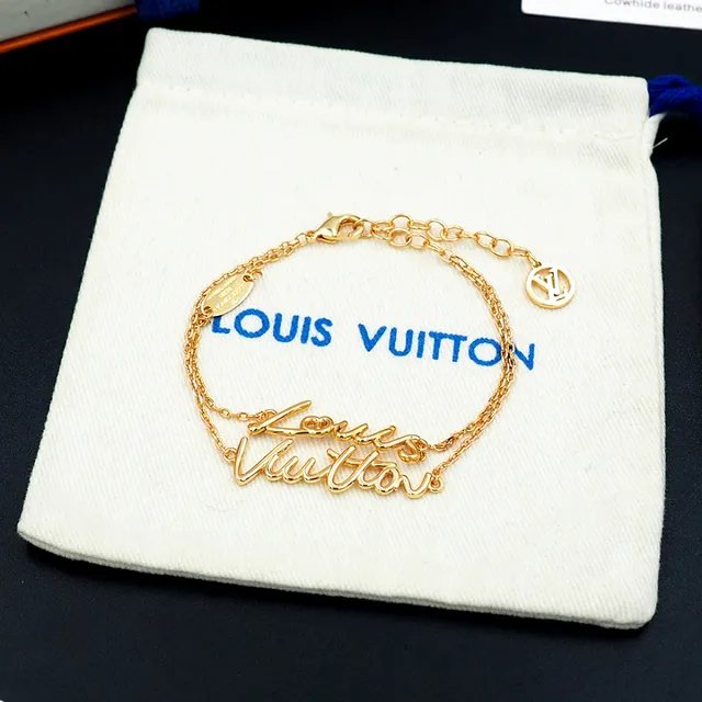Louis Vuitton Script Bracelet Gold-Tone Chain Bracelet 7