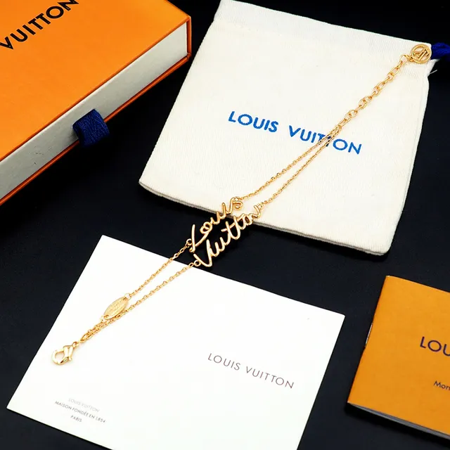 Louis Vuitton Script Bracelet Gold-Tone Chain Bracelet 8