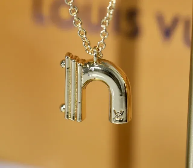 Louis Vuitton Sculptural Lowercase B Pendant Necklace 14