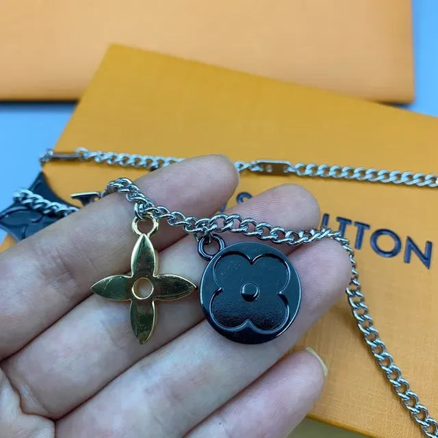 Louis Vuitton Silver Gold Multi-Charm Metallic Necklace 2