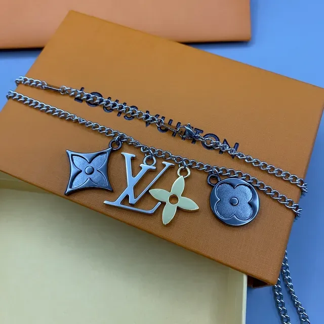 Louis Vuitton Silver Gold Multi-Charm Metallic Necklace 4