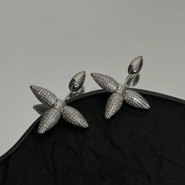 Louis Vuitton Silver Pavé-Crystal Floral-Motif Earrings 2