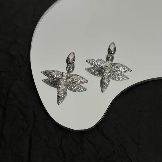 Louis Vuitton Silver Pavé-Crystal Floral-Motif Earrings 3