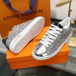 Louis Vuitton Plata Blanco Brillante Superior Metálico Toe Cap Zapatillas Lifestyle