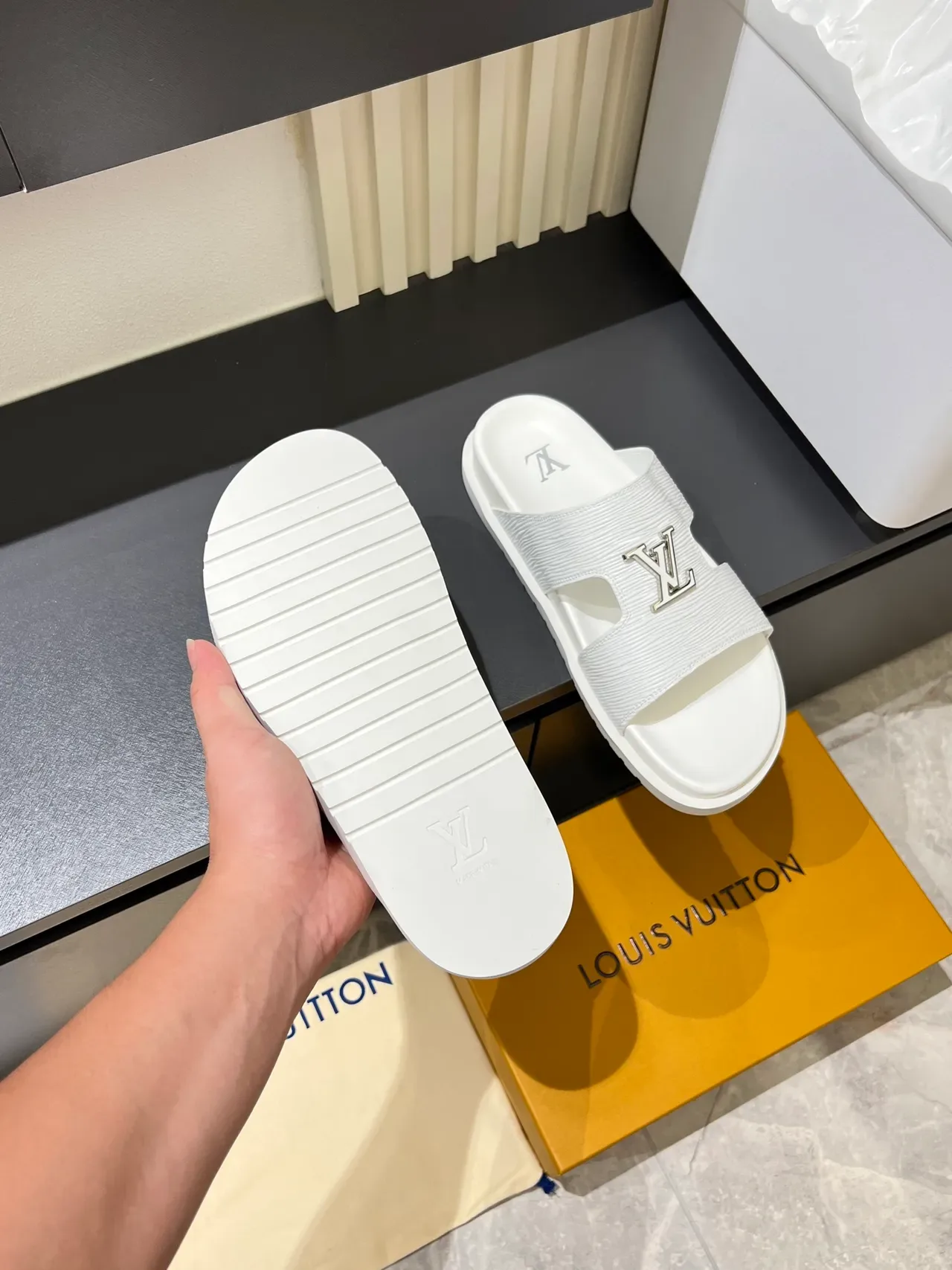 Louis Vuitton Slide Sandals Double-Strap Molded Sole Slippers 5