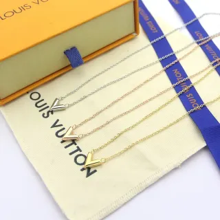 Louis Vuitton V-Pendant 金银细链项链