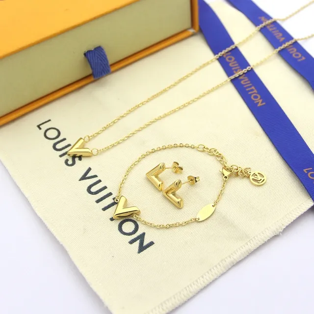 Louis Vuitton V-Pendant Gold Silver Fine Link Chain Necklace 2