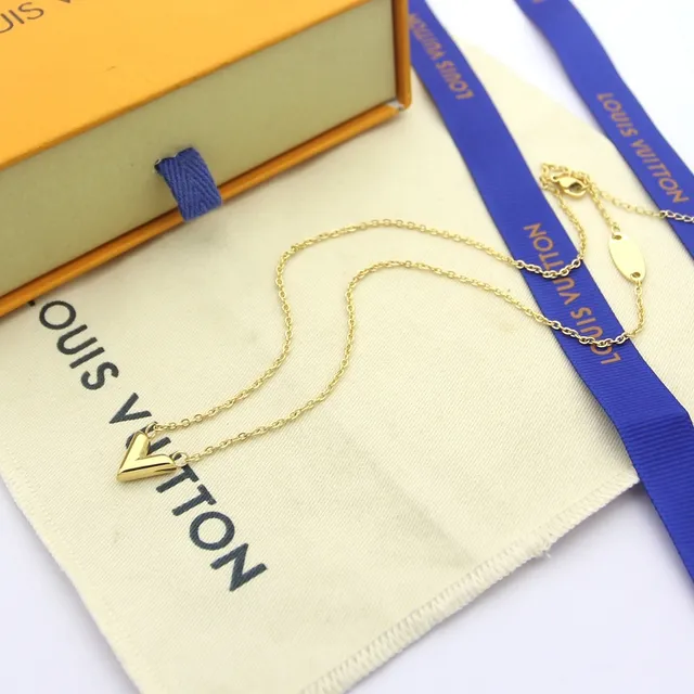 Louis Vuitton V-Pendant Gold Silver Fine Link Chain Necklace 6