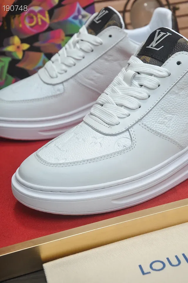 Louis Vuitton White Black Embossed Monogram Leather Clean Platform Sole Lifestyle Sneakers 4