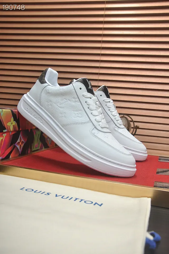 Louis Vuitton White Black Embossed Monogram Leather Clean Platform Sole Lifestyle Sneakers 7