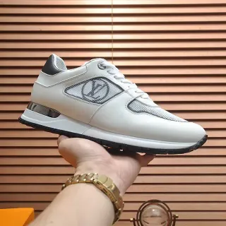 Louis Vuitton White Black Leather And Mesh Upper LV Monogram Panel Lifestyle Sneakers