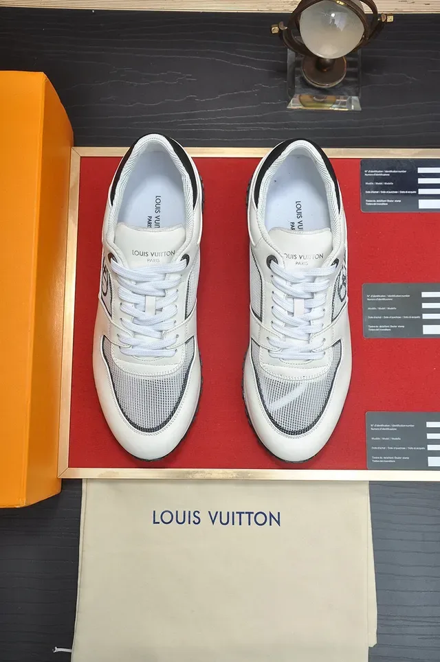 Louis Vuitton White Black Leather And Mesh Upper LV Monogram Panel Lifestyle Sneakers 2