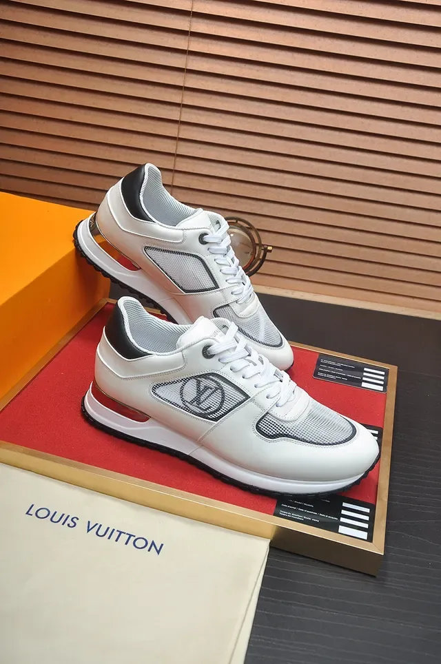 Louis Vuitton White Black Leather And Mesh Upper LV Monogram Panel Lifestyle Sneakers 6