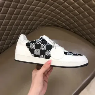 Louis Vuitton Zapatos Lifestyle Blanco y Negro Low-Top a cuadros con panel lateral