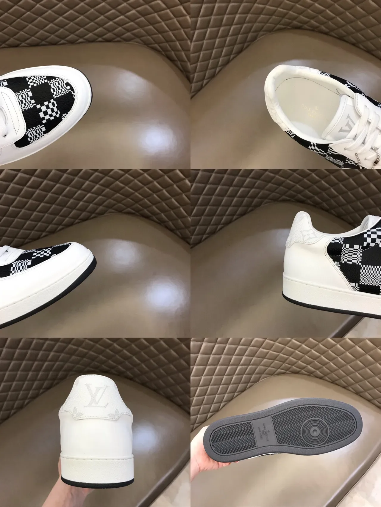 Louis Vuitton White Black Low-Top Checkerboard Side Panel Lifestyle Sneakers 2