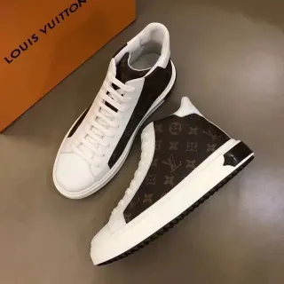 Louis Vuitton zapatillas lifestyle blancas y marrón de alto, monograma en lona