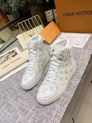 Louis Vuitton White Gray High-Top Monogram-Print Lifestyle Sneakers 3