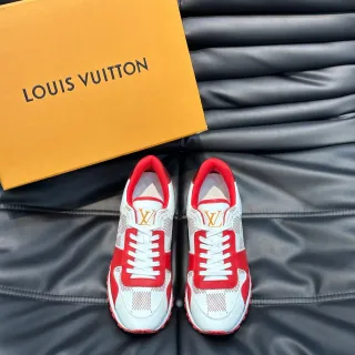 Louis Vuitton Zapatillas Lifestyle Blancas y Rojas de Bajo Paneles de Malla y Cuero