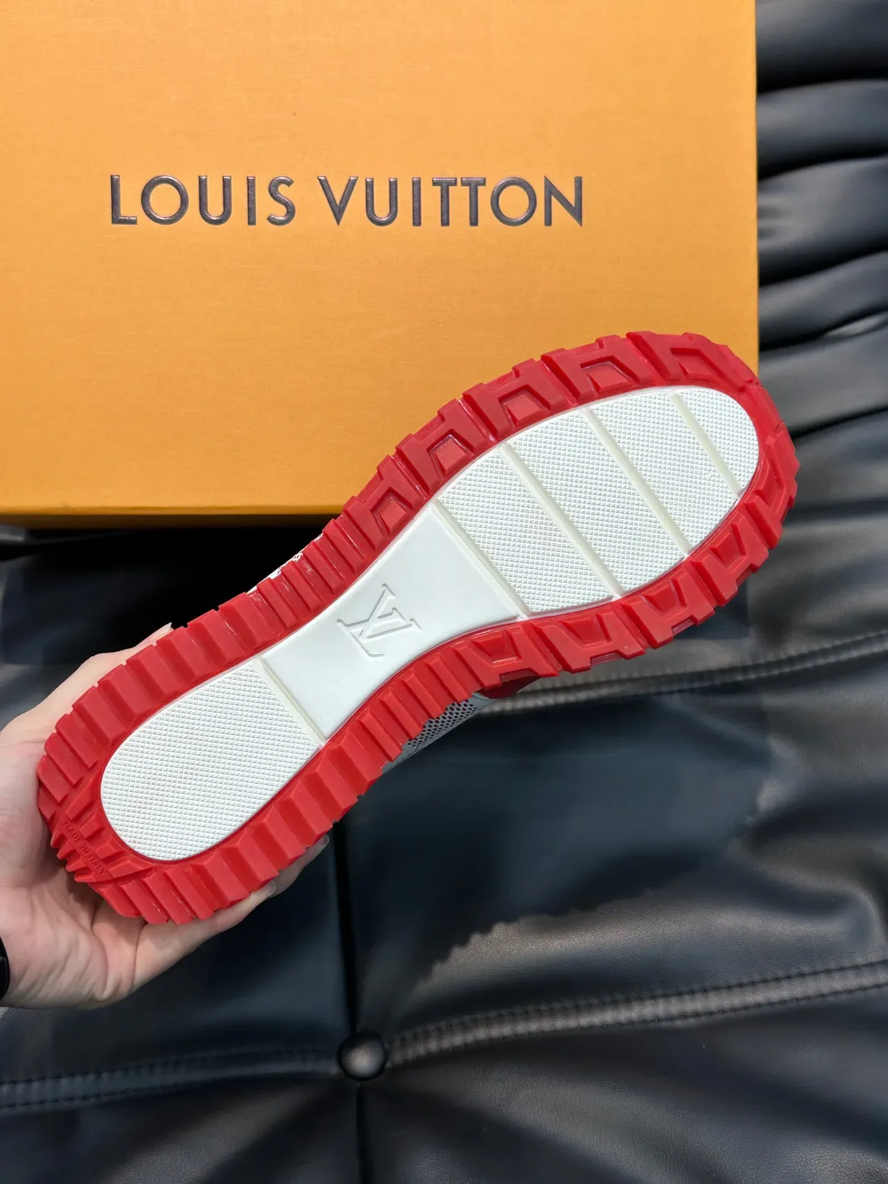 Louis Vuitton White Red Low-Top Mesh-and-Leather Panelled Lifestyle Sneakers 2