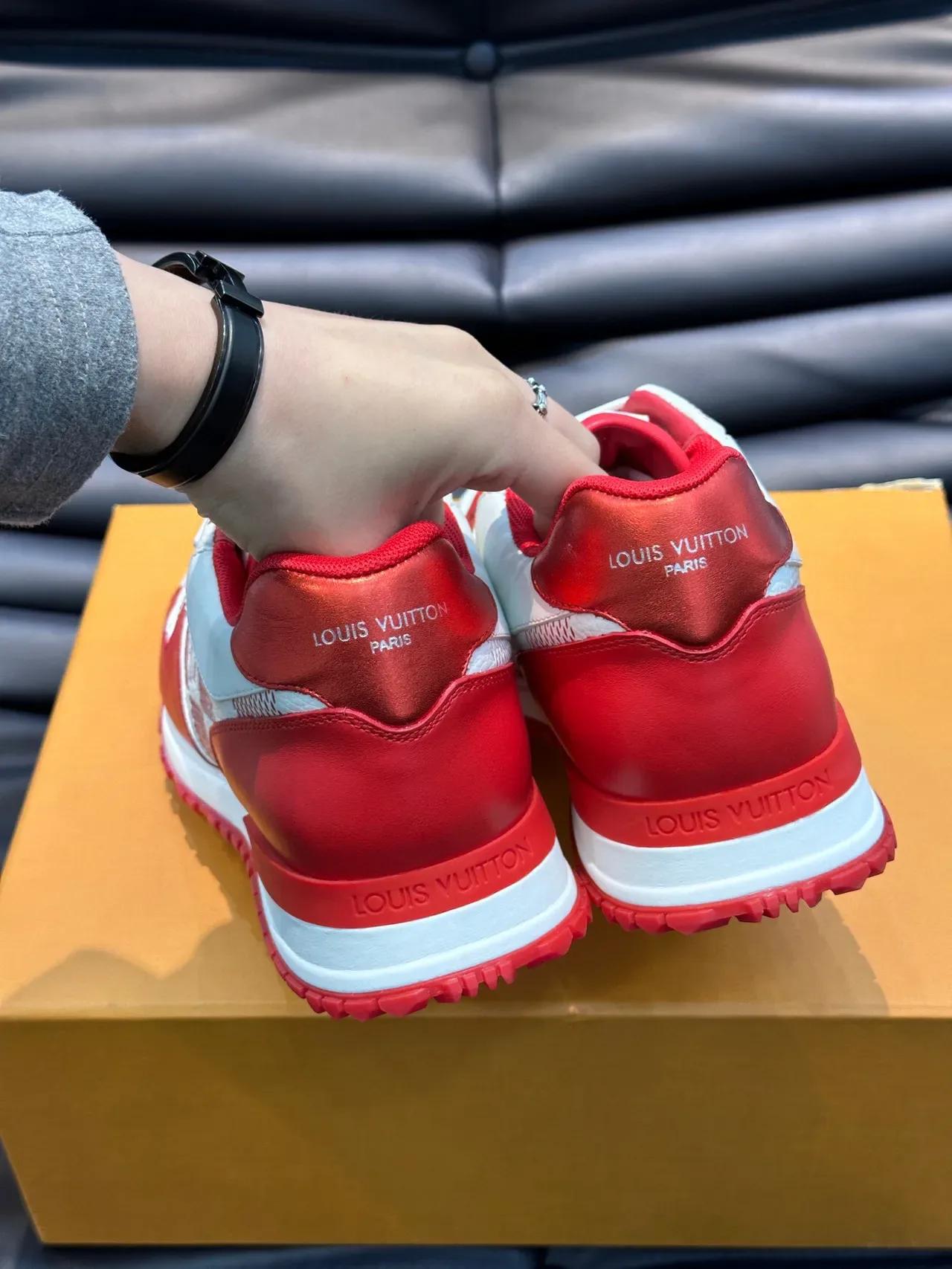 Louis Vuitton White Red Low-Top Mesh-and-Leather Panelled Lifestyle Sneakers 3