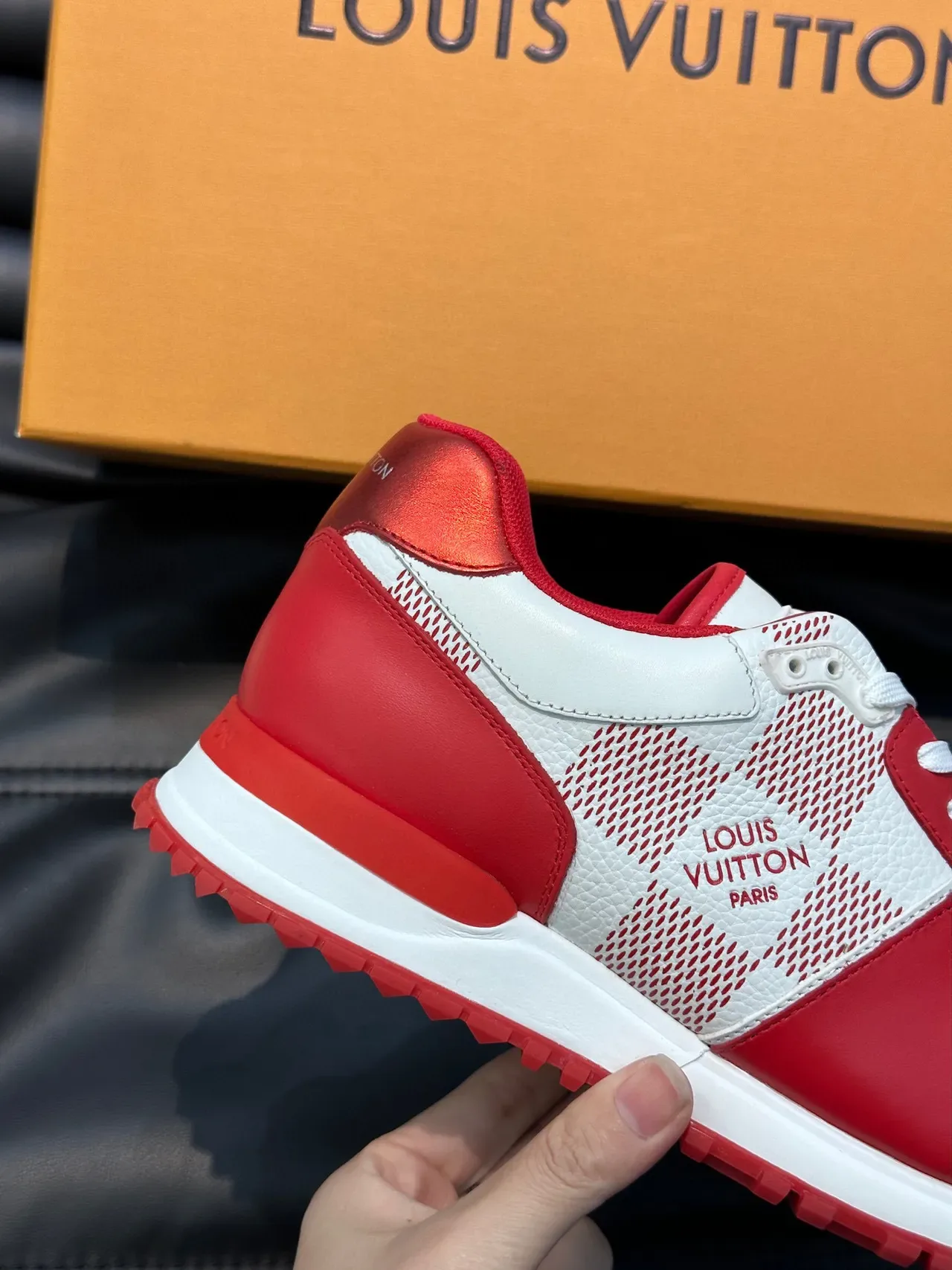 Louis Vuitton White Red Low-Top Mesh-and-Leather Panelled Lifestyle Sneakers 5