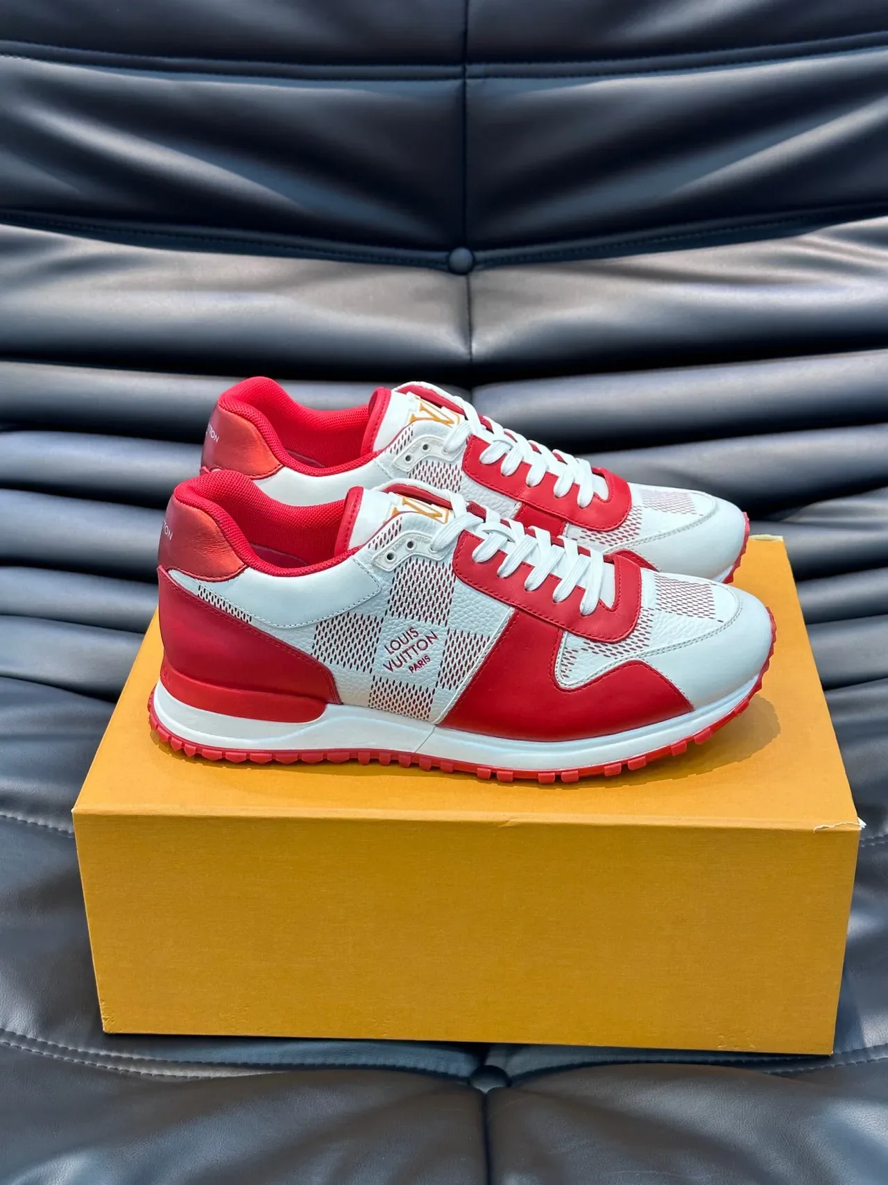 Louis Vuitton White Red Low-Top Mesh-and-Leather Panelled Lifestyle Sneakers 7