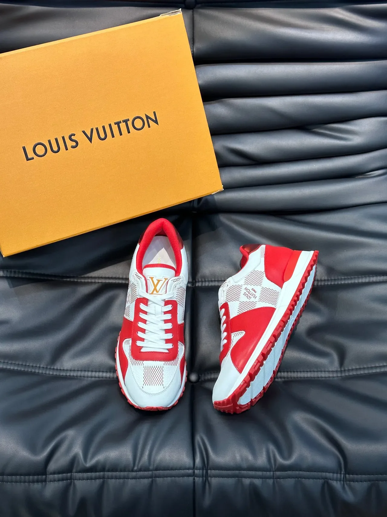 Louis Vuitton White Red Low-Top Mesh-and-Leather Panelled Lifestyle Sneakers 9